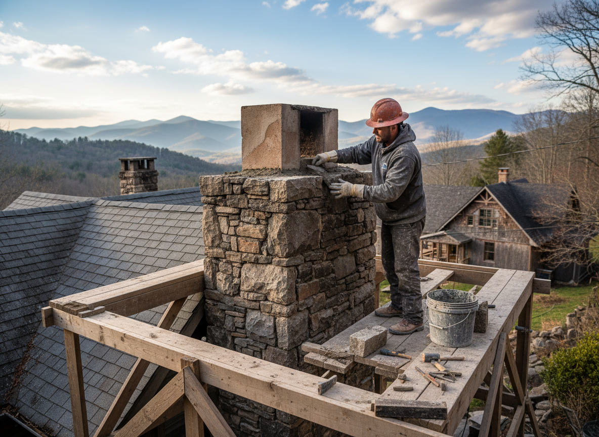 stone chimney repair in Ashville